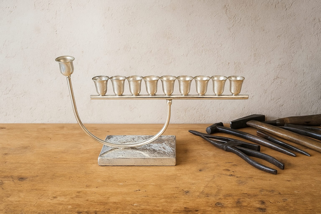 חנוכיה U קלאס כסף טהור