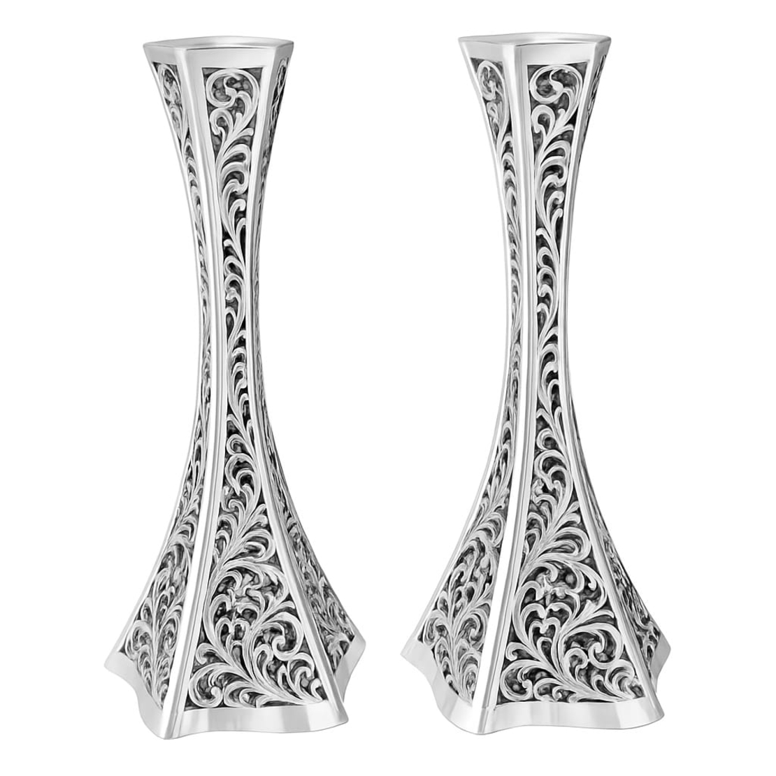 pure silver M sawn star candlestick