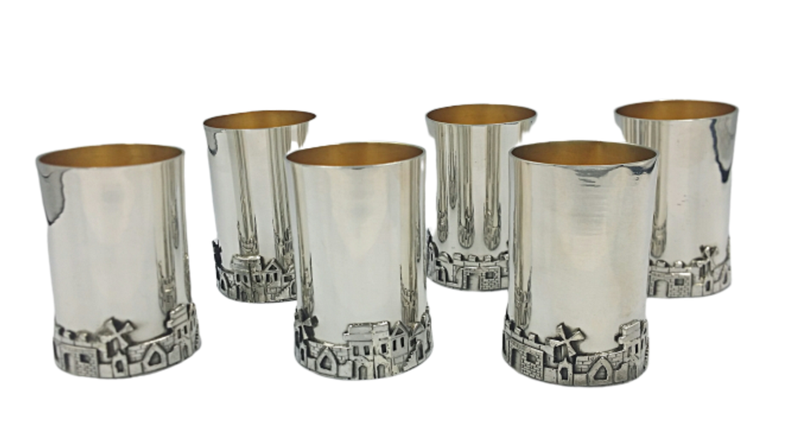 Pure silver Jerusalem liqueur set