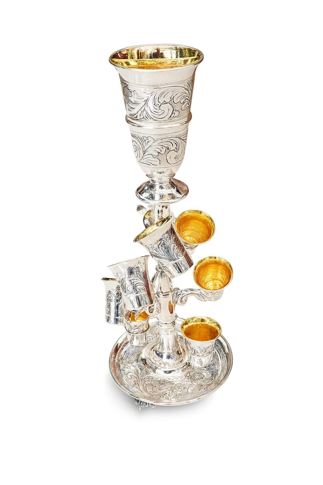 pure silver wine dispenser decorated waterfall