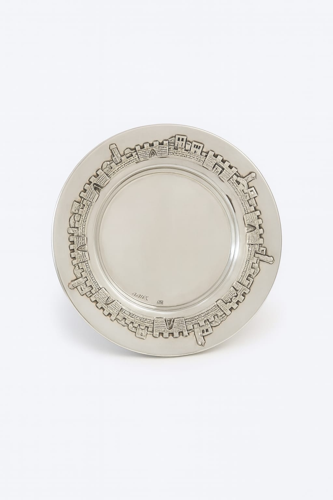 Pure silver Jerusalem Kiddush cup plate