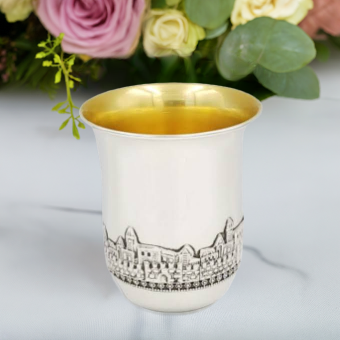 Russian Jerusalem Kiddush cup, pure silver