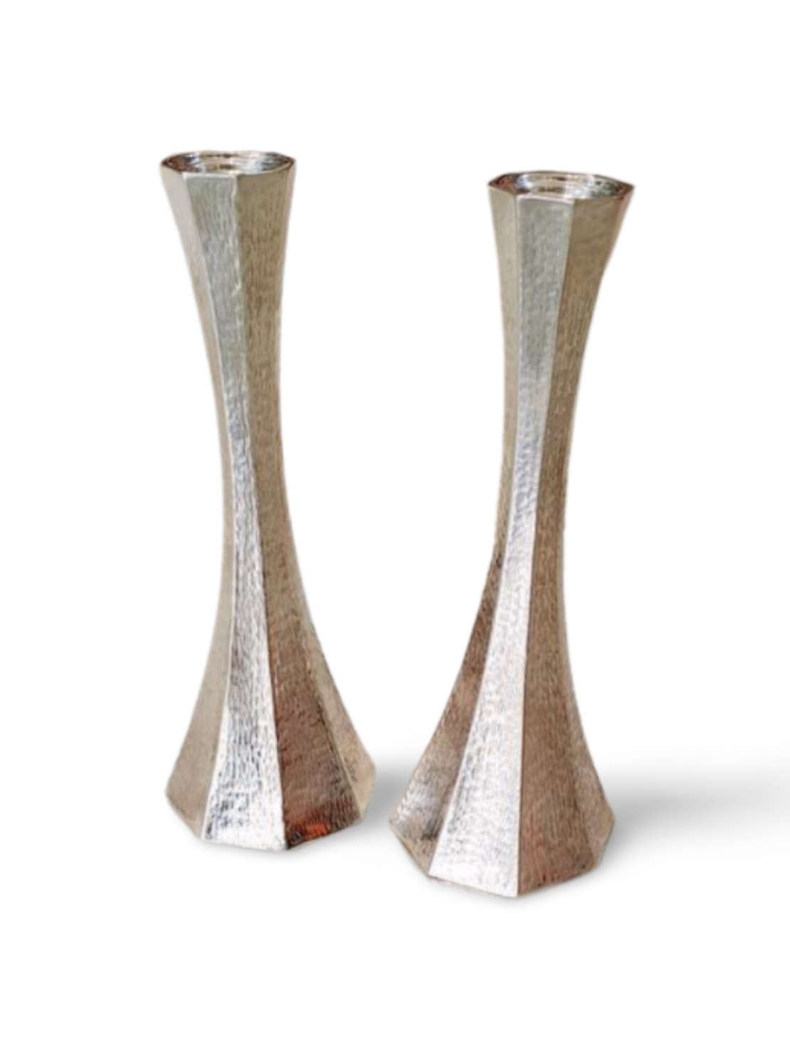 Pure silver hammered Caprese candlesticks