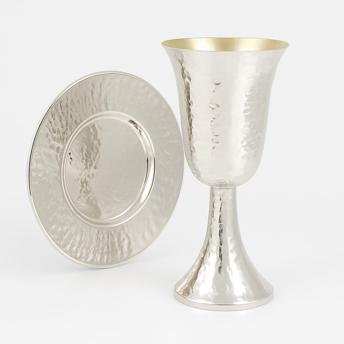 Pear Kiddush set hammer pure silver