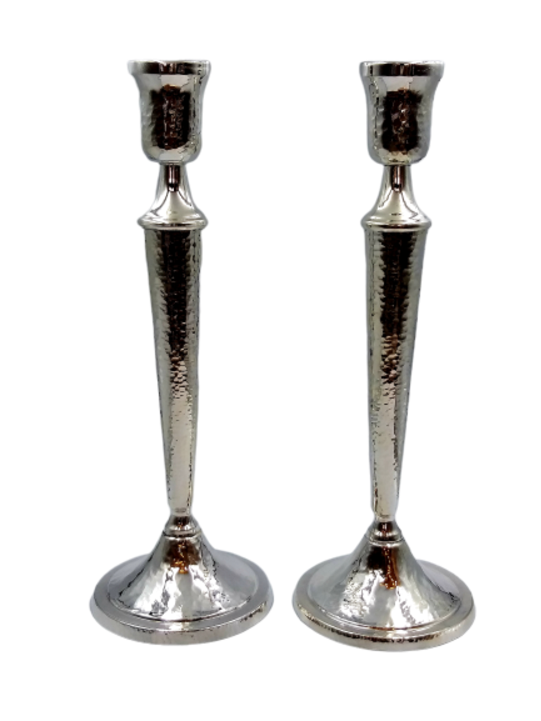 pure silver hammered traditional candlesticks