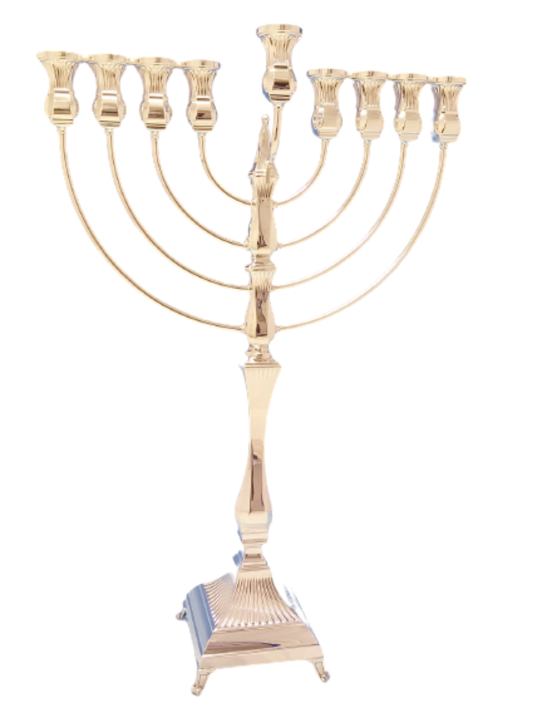 Pure silver striped sun menorah