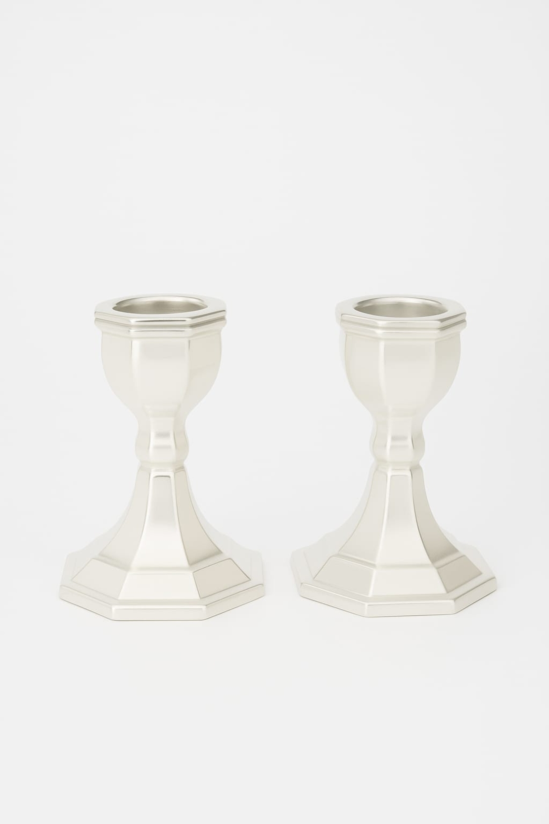 Pure silver hexagonal mini candlesticks