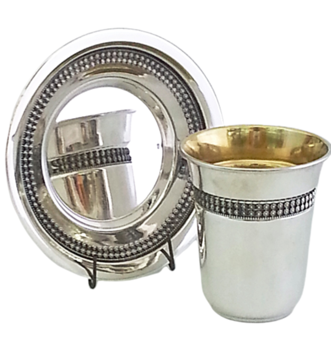 sterling silver Kiddush set Round Ribbon