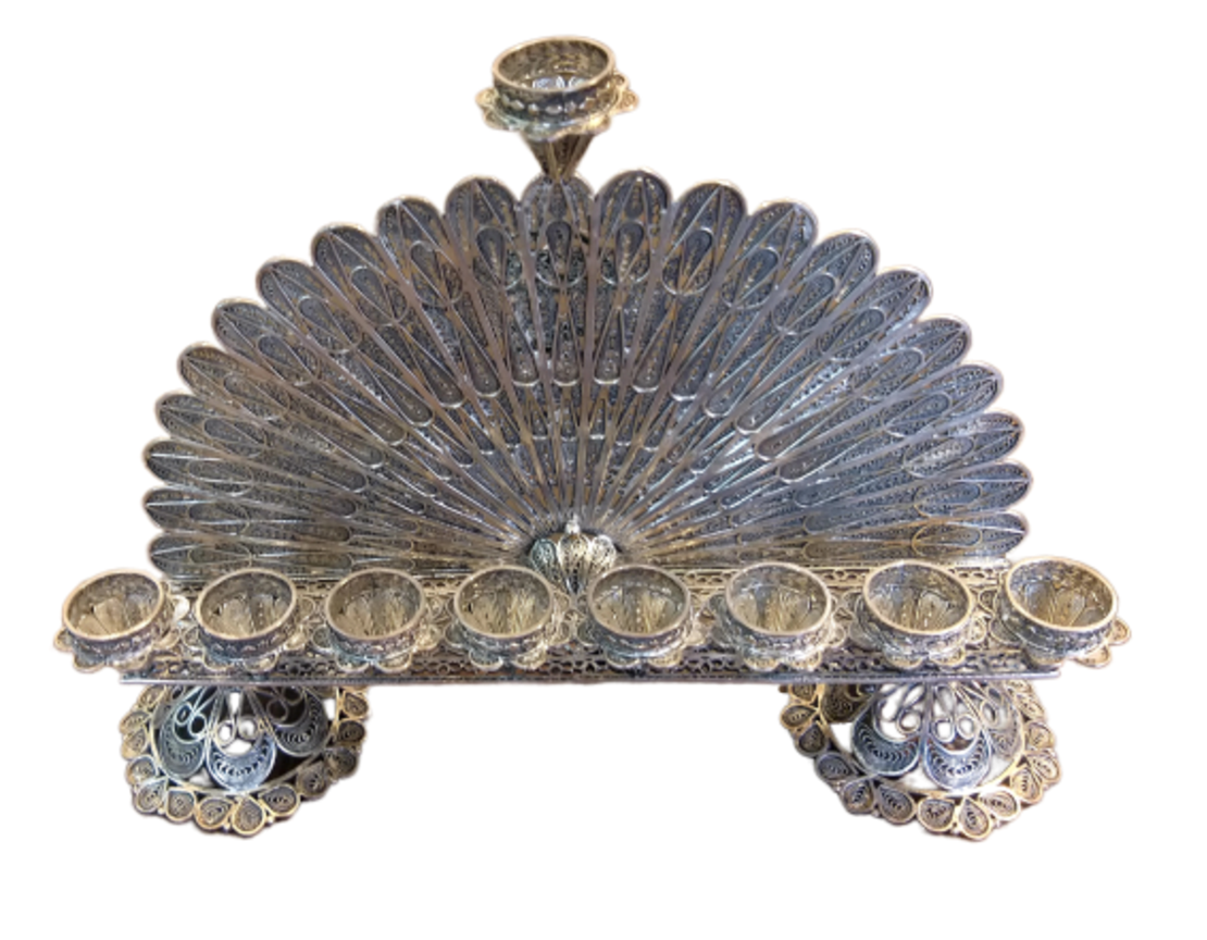 Back L pure silver menorah