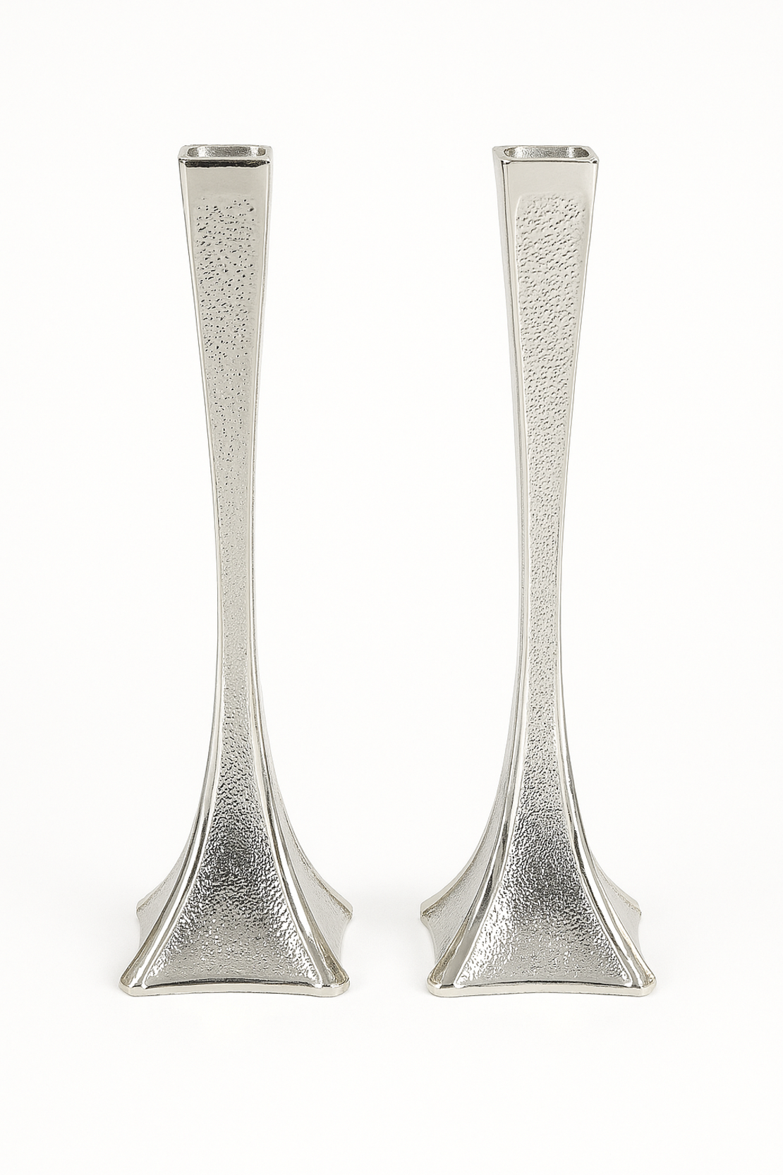 Pure silver Hammer Concave Prince Candlesticks