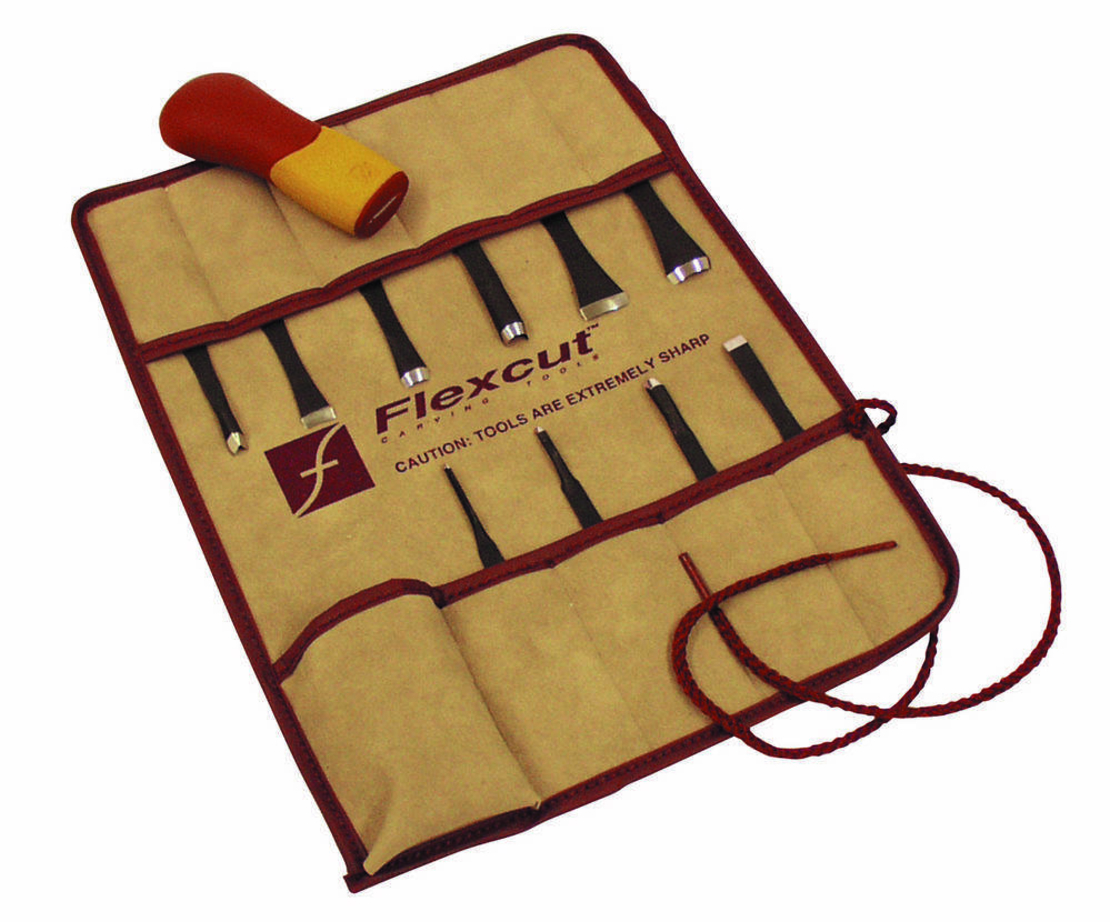 סט 11 חלקים לגילוף בנרתיק בד פלקסקאט-TOOLEDEN FLEXCUT SK107