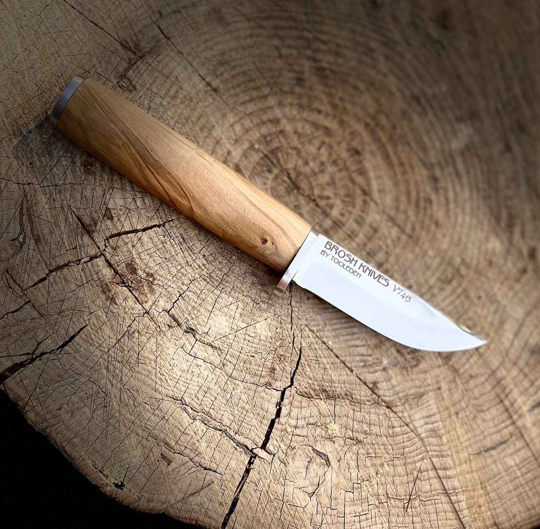 סכין בושקראפט אלחלד ידית עץ - BROSH KNIVES VT413