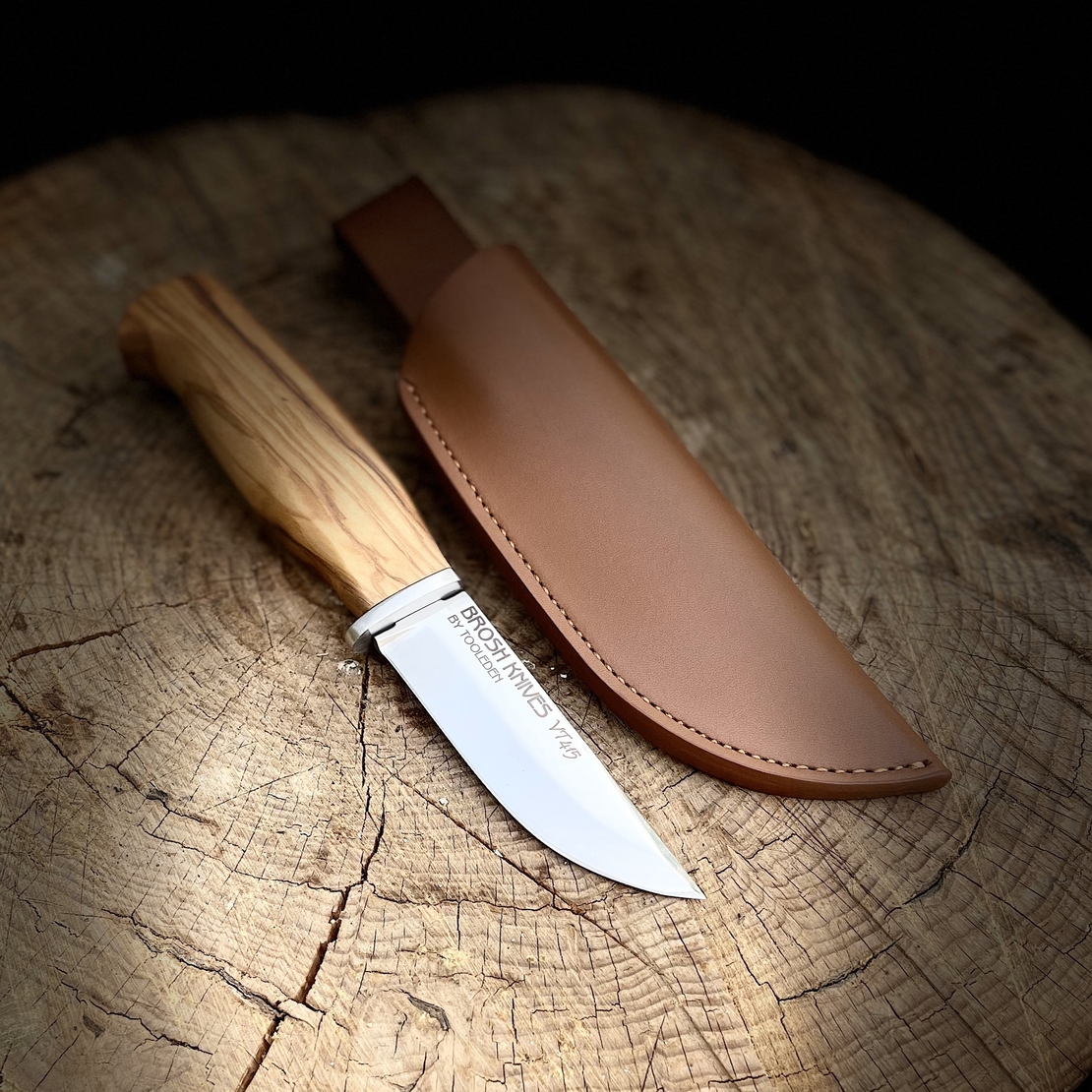 סכין בושקראפט אלחלד ידית עץ - BROSH KNIVES VT413